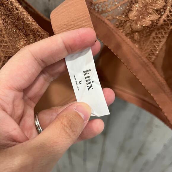 Knix Lace Deep V Bralette Take The Plunge Copper Womens Size XL Wireless - Picture 4 of 4
